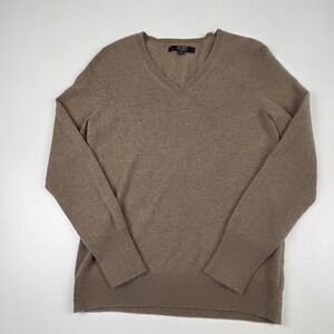Alex Marie Sweater Womens Medium Brown Taupe 100% Cashmere V Neck Pullover Soft